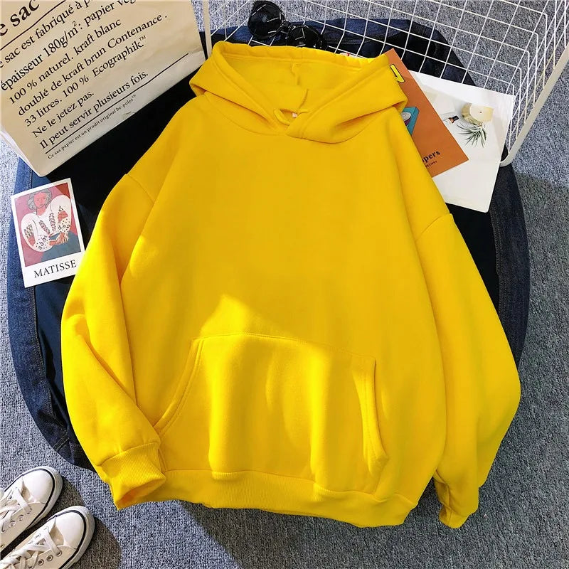 Unisex Oversized Hoodie Minimalist Solid Color French Pullover Women Streetwear Essentials Unisex Couple Hooded Sweatshirt - Matrix Studios
