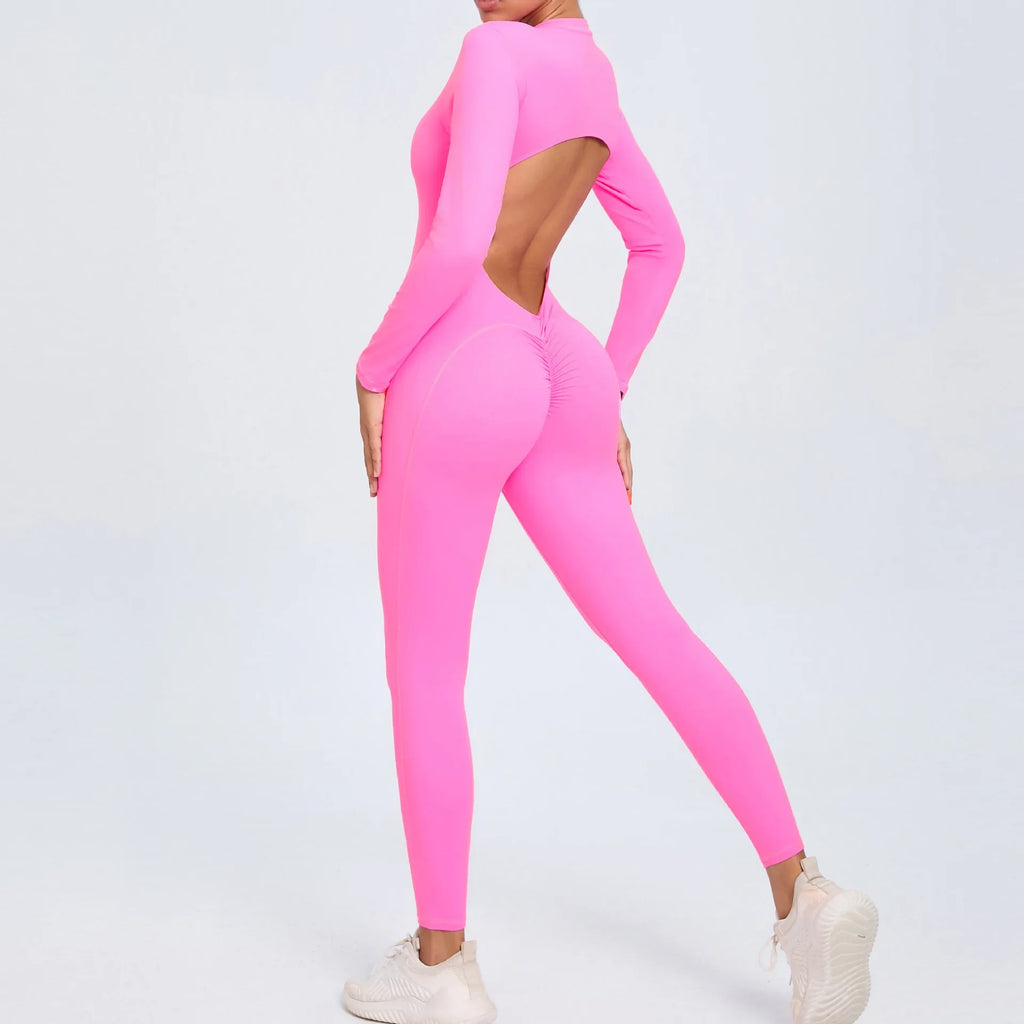 Sports Jumpsuit Woman Gym One Pieces Fitness Overalls Long Jumpsuits Summer Sexy Clothes for Women Long Sleeves Sportswear Blue - Matrix Studios
