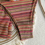 Sexy Knitted Striped Halter Tie Bikinis Sets Three Pieces with Shorts Swimsuits Beachwear Bathing Suit Swimwear Biquini Tankini - Matrix-studios.com