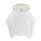 Y2K Zip up hoodie Faux Fur Collar Harajuku Rock Goth Top Retro Punk Loose Jacket Hip Hop Streetwear Zipper Hoodie sweatshirt EMO