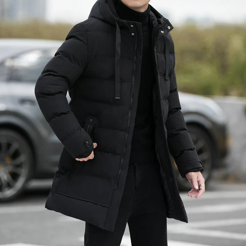 Winter Jackets Men Hooded Casual Long Down Jackets Thicker Warm Parkas New Male Outwear Winter Coats Slim Fit Jackets Size 4XL - Matrix Studios