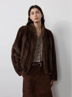 Lautaro Autumn Winter Short Brown Thick Warm Soft Faux Mink Fur Coat Women Stand Collar Elegant Luxury Chic Fluffy Jacket 2025 - Matrix Studios