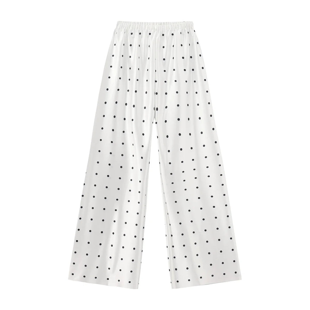 Satin Wide Leg Pants Long Floor Casual Pants Women's Summer
