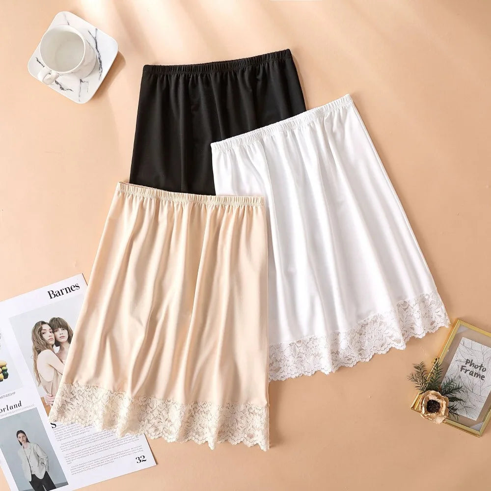 Thin Ice Silk Modal Female Half Length Skirt Lace Anti-Penetrating Underskirt Anti-glare Mesh Flower Innerwear Short Skirt Women - Matrix-studios.com