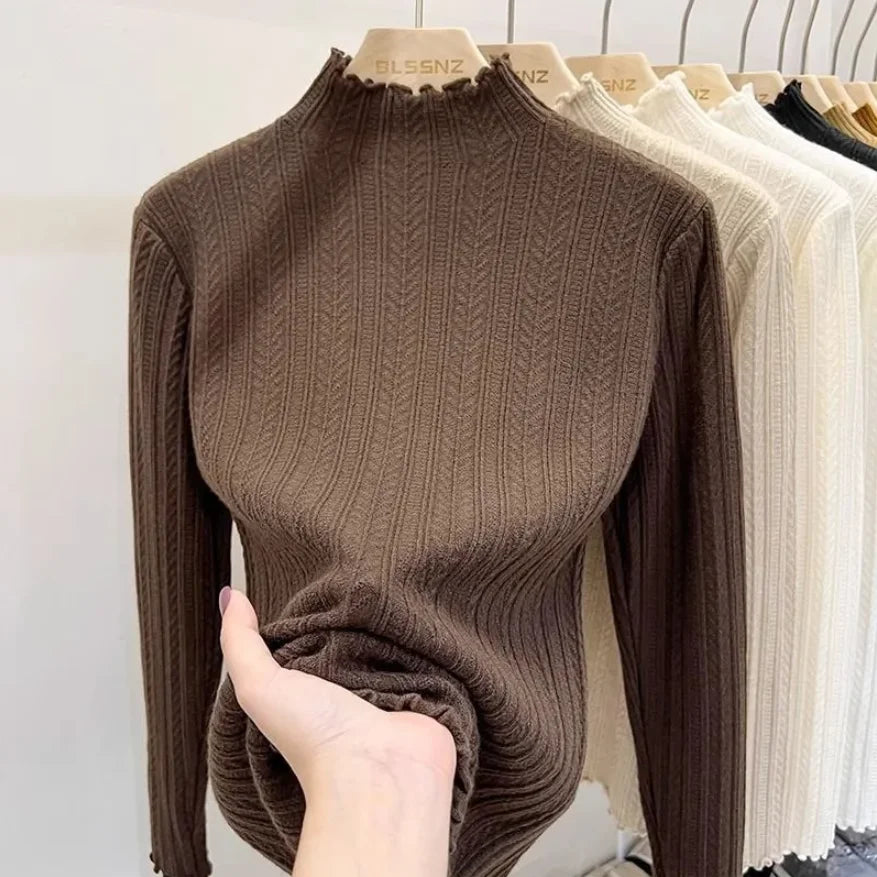 Autumn Winter Chic Bottom Sweaters Women Fashion Turtleneck Pullover Slim Long Sleeve Knitted Jumpers Soft Warm Pull Femme Top - Matrix Studios