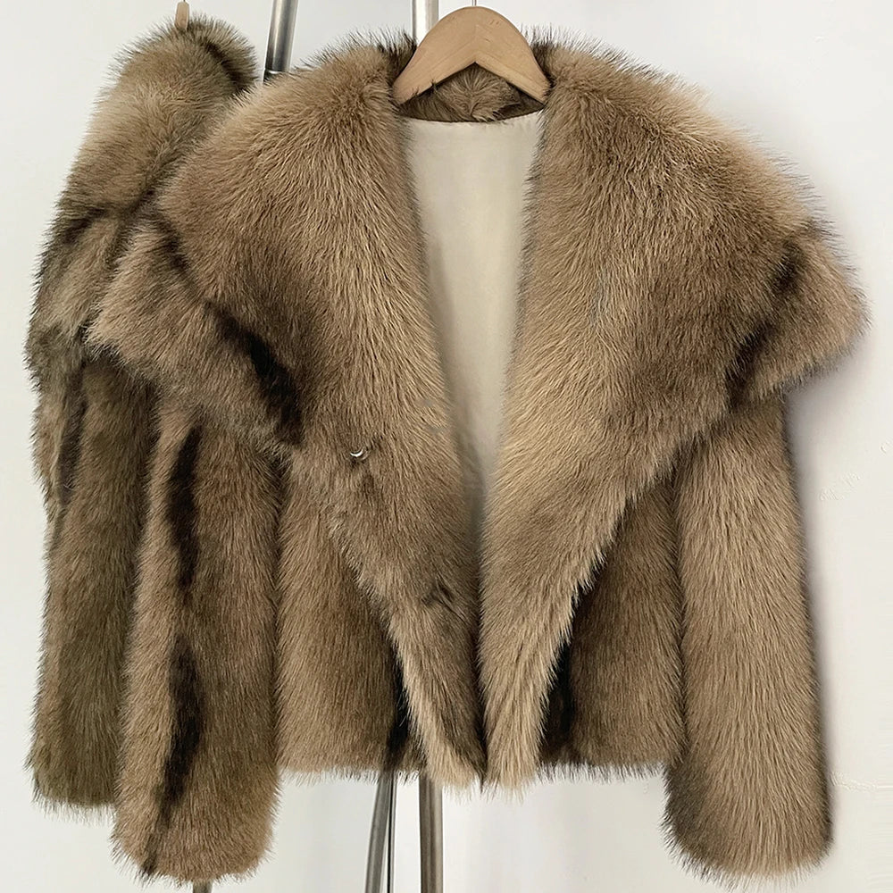 Womens Faux Fur Coat Cropped Soft Plush Artificial Short Fur Coat Holiday Party Elegant Winter Fashion Outerwear Coats for Women - Matrix Studios