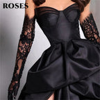 ROSES A Line Black Prom Dresses Sweetheart Stain Party Dresses Pleat Side Split robes du soir Sleeveless Wedding Darty Dresses - Matrix Studios