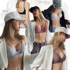 FINETOO Women Wireless Bra Deep V Padded Bralette S-XL Trendy Stripe Knitting Bras Sexy Ladies Brassiere Solid Underwear 6 Color - Matrix Studios
