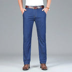 Men's Ice Silk Jeans Summer New Lyocell Thin Business Casual Denim Pants Classic All Match Slim Fit Straight Elastic Jean Male - Matrix Studios