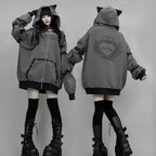 Streetwear Harajuku Hoodies Jackets Women's Clothing Hooded Punk Zipper Coat Japanese Rivet Print Fashion Casual Y2k Sweatshirts - Matrix Studios