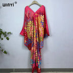 WINYI Print Summer Maxi Dress Muslim Abaya Lady Beach Cover Up Muslim Woman Dresses Beachwear Fashion Kaftan Abaya Dubai Luxury - Matrix Studios
