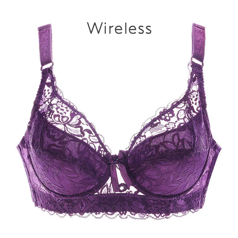 Women's Sexy Lace Wireless Push Up Bra Sexy Wire Free Bras For Women Plus Size 75-105 B C D Thin Cup Bralette Lingerie Intimates - Matrix Studios