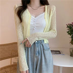AOSSVIAO 2026 Spring Summer Ice Silk Knitted Thin Women's Cardigan French Style Sun Protection Shawl Sweater Coat Knit Crop Tops - Matrix Studios