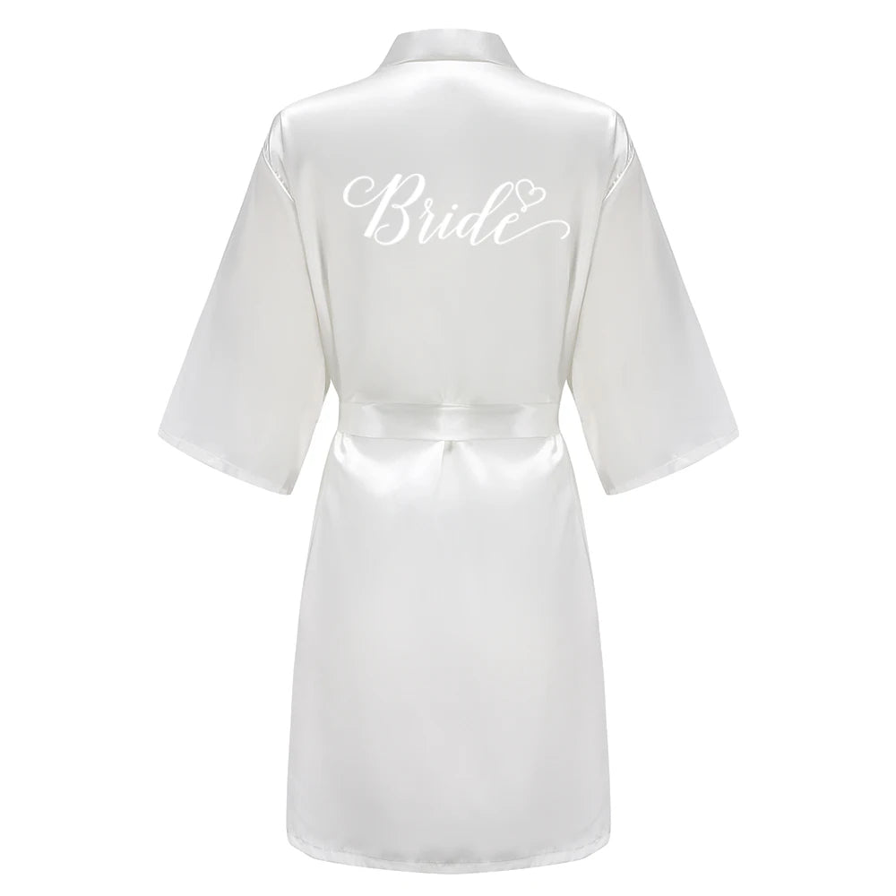 Rose Gold Satin Team Bride Bridesmaid Robe Wedding Bathrobe Gown Women Dressing Sleepwear Mother Maid of Honor Kimono - Matrix-studios.com