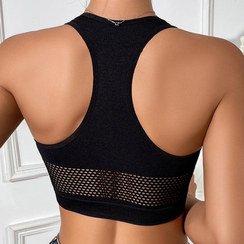 Women Sexy Tank Tops Fishnet Hollow Out Sports Off Shoulder Crop Top Female Outwear Stretch Comfortable Casual Tanks Chic Vest - Matrix-studios.com