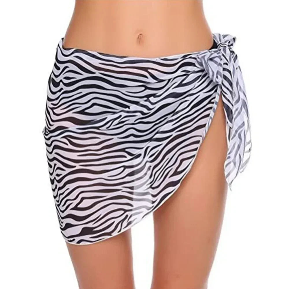 Summer Women Short Solid Sarong Swimsuit Coverups Beach Bikini Wrap Sheer Short Skirt Chiffon Skirt Scarf Swimwear Cover-ups - Matrix Studios