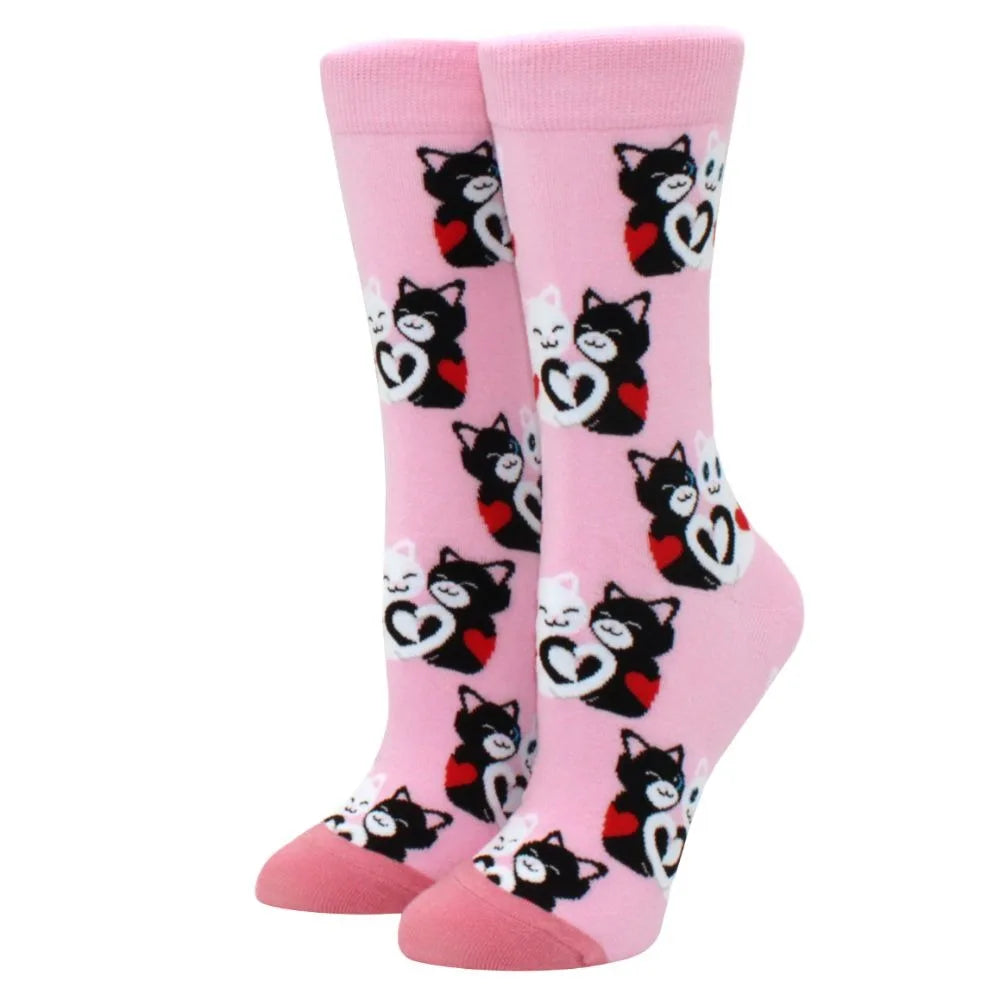 Novelty Woman Socks Harajuku Cotton Funny Happy Cartoon Cat Dog Pattern Unisex Socks Men Novelty Kawaii Socks - Matrix Studios