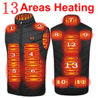 13 PCS Heated vest Jacket Fashion Men Women Coat Intelligent USB Electric Heating Thermal Warm Clothes Winter Heated Vest 열선조끼 - Matrix Studios