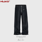 MIJKO High Street Cleanfit Drak Blue Jeans for Men and Women Straight Vintage Casual Denim Trousers ZJ089 - Matrix Studios