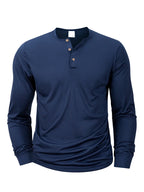New Men's Henley T-shirts Long Sleeve Basic Casual Band Collar T Shirts Comfortable Soft Pullover Tops Male Tee - Matrix Studios