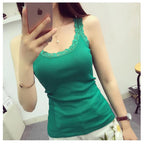 Black Tops Summer Sleeveless Women Tank Top With Lace Top Red Inside Wear Lace Camisoles Loose Underwear Womens Clothing Vest - Matrix-studios.com