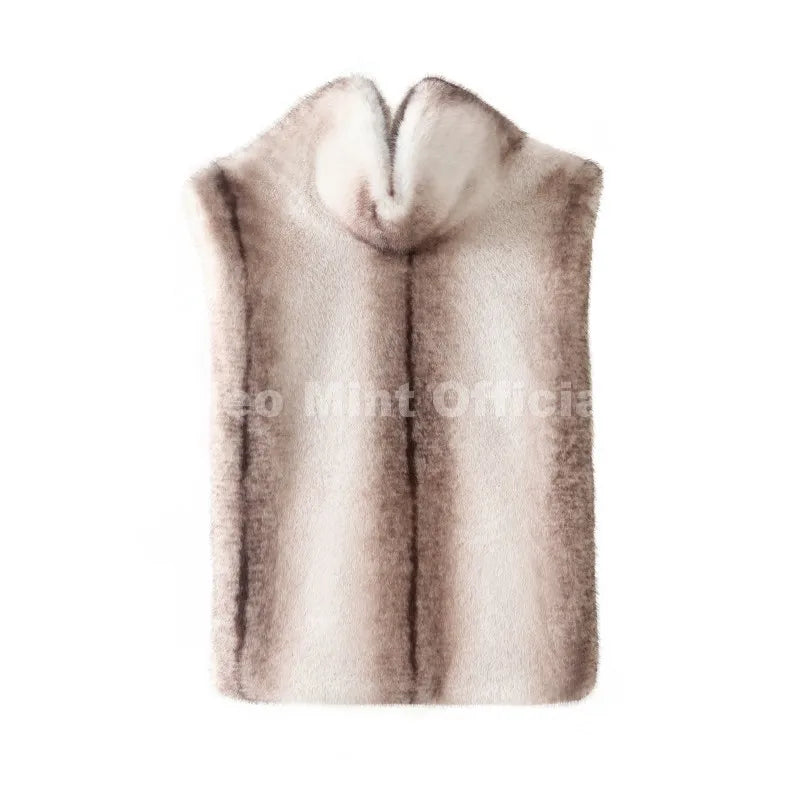 Neo Mint 2025 Brand Fashion Faux Fur Sable Vest Crop Top Autumn Winter Turtleneck Eco Mink Fur Tank Tops Sleeveless Jacket Coat - Matrix Studios