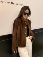 HDHOHR 2026 New100% Real Mink Fur Coat Women Fashion Essential Natural Mink Coat Warm Short Leather Outerwear Winter Fur Jacket - Matrix Studios