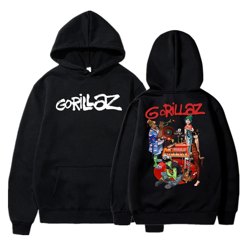 The Autumn and Winter Pullovers Long Sleeve Loose Soft Sweatshirt Streetwear Coat Gorillaz Printing Women and Men Hoode - Matrix Studios