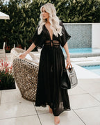 TEELYNN Sexy Deep V neck White Lace Dresses Women Robe Kimno Kaftan 2023 Vintage Summer Bikini Cover Up Boho Beach Wear Vestidos - Matrix Studios