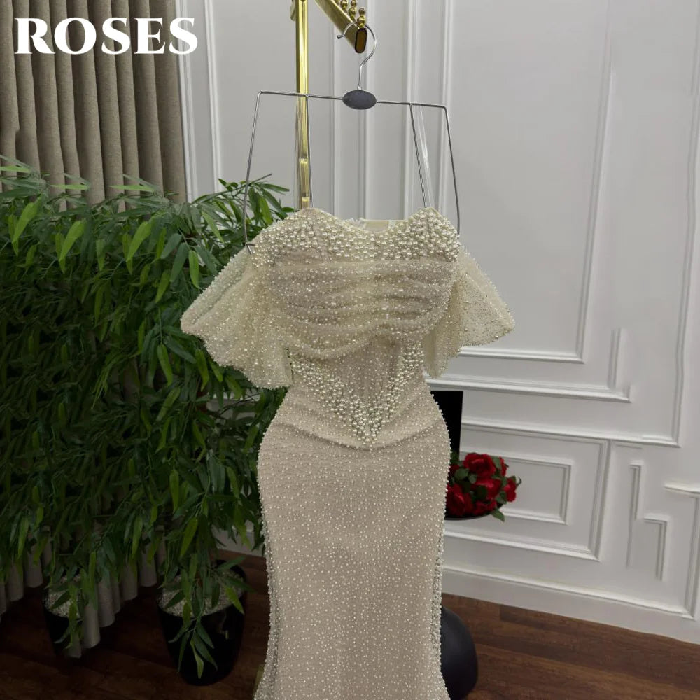 ROSES Pearl Gorgeous Prom Dress Sweetheart Off the Shoulder Hollow Prom Gown with Fishbone Shiny Sequins Formal Gown Customized - Matrix-studios.com