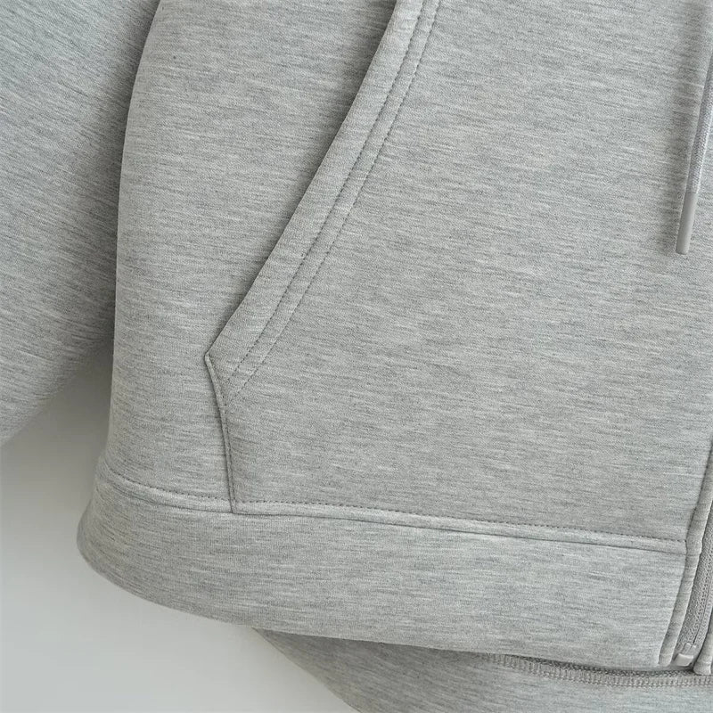KEYANKETIAN Winter New Women's Zipper Hoodie High Street Unisex style Double Pockets Oversize Loose Sweatshirts Outerwear Top - Matrix Studios