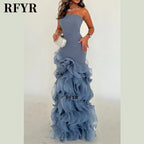 RFYR Asymmetrical Prom Gown Tiered Layers Party Dress for Women Mermaid Evening Dresses Formal Occasion Dresses Customized - Matrix Studios