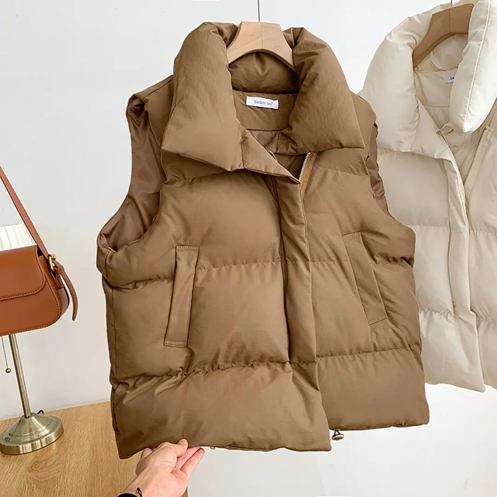 2025 Down Cotton Vest Women Autumn Winter Short Loose Casual Waistcoat Women Clothing Sleeveless Jacket Top Solid Vintage New - Matrix Studios