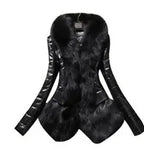 Winter New Slim Imitation Fox Fur Collar Fur Pu Leather Long Sleeve Medium And Long Fashion Street Splicing Thin Coat - Matrix Studios