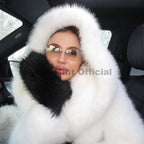 Neo Mint Winter 2025 Pure White Mountain Fashion Hooded Cropped Faux Fur Coat Women Fluffy Eco Fox Fur Jacket Girls Hot Overcoat - Matrix Studios