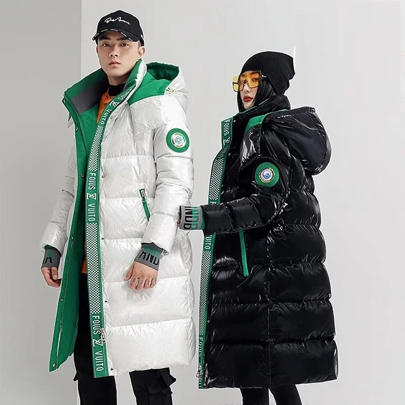 New Winter Jacket Men's Long Luxury Business Thickened Down Cotton Warm Parkas Men's Street Snow Cold-proof Hooded Padded Coat - Matrix Studios