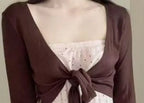 Korea Chic Gentle Women Sexy Knit Cardigan Spice Girls Elegant Slim Pure Desire Jumper Short Polka Dot Sling All-match Set Tanks - Matrix Studios