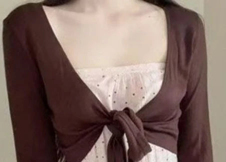 Korea Chic Gentle Women Sexy Knit Cardigan Spice Girls Elegant Slim Pure Desire Jumper Short Polka Dot Sling All-match Set Tanks - Matrix Studios