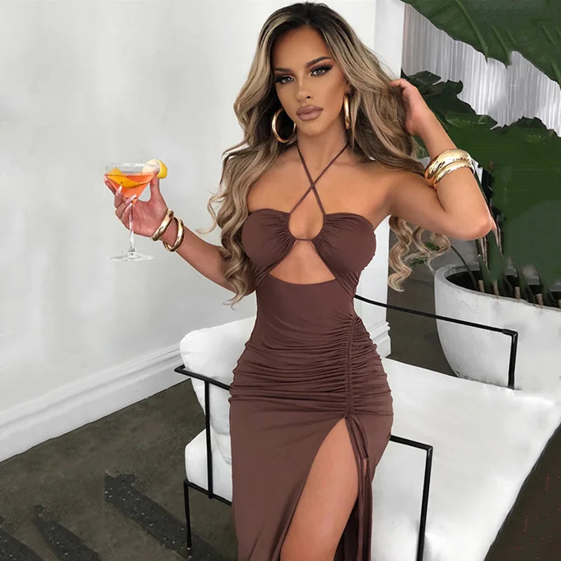 Sleeveless Sexy Female Midi Backless Dresses Slim Night Club Party Women's Dress Bodycon Vestidos Elegantes Para Mujer - Matrix-studios.com