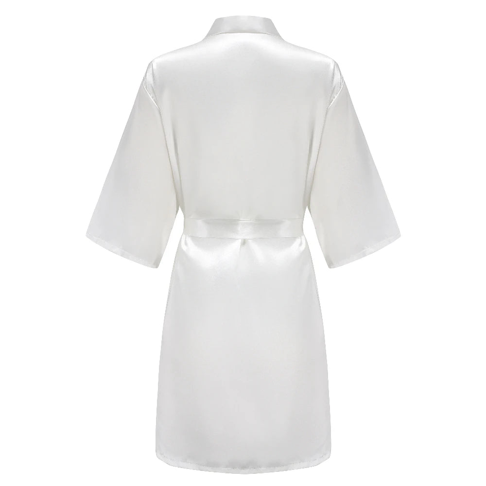 Women's Satin Robe Silk Kimono Bathrobe Pure Short Sexy Sleepwear Bridesmaid Bride Party Robes Grass Green