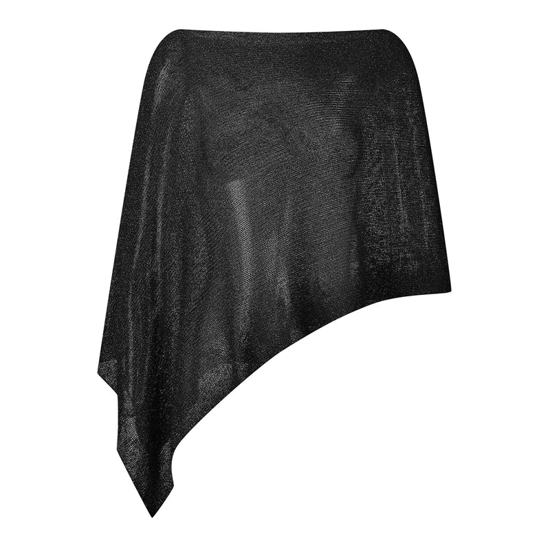 Women Boho Sheer Knitted Poncho Crop Top Irregular Asymmetric Batwing Sleeve Beach Cover Up Off Shoulder Summer Shawl T-shirt - Matrix Studios