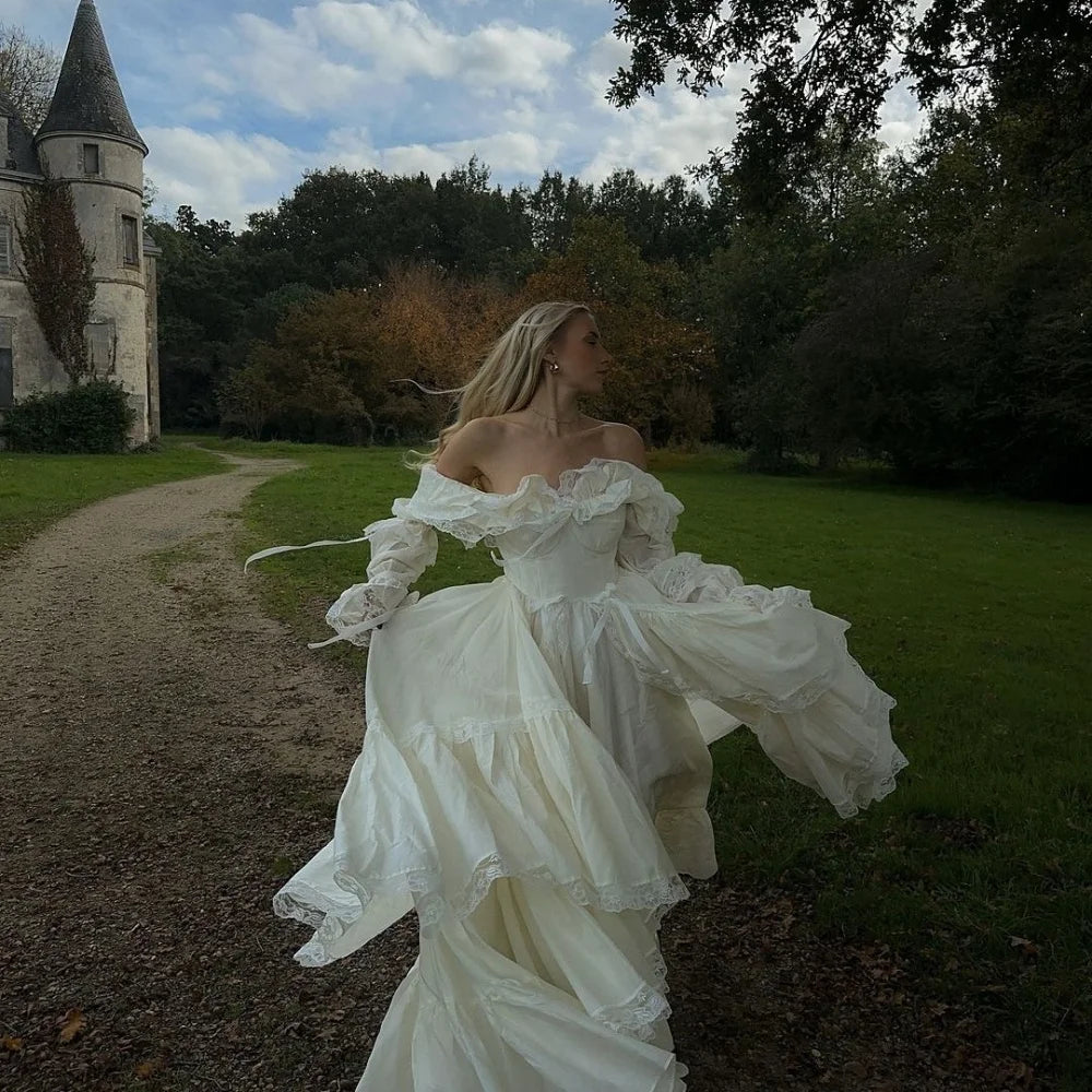 Amanda Customized White One Shoulder Long Sleeves Prom Dresses Organza vestidos de noche Floor-Length A-line Formal Evening 2025 - Matrix-studios.com