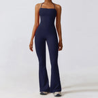 New Summer Women Sleeveless Yoga Jumpsuit Female Gym Flared Overalls Neck-hanging Backless Sportswear Sport Outfit For Woman - Matrix-studios.com