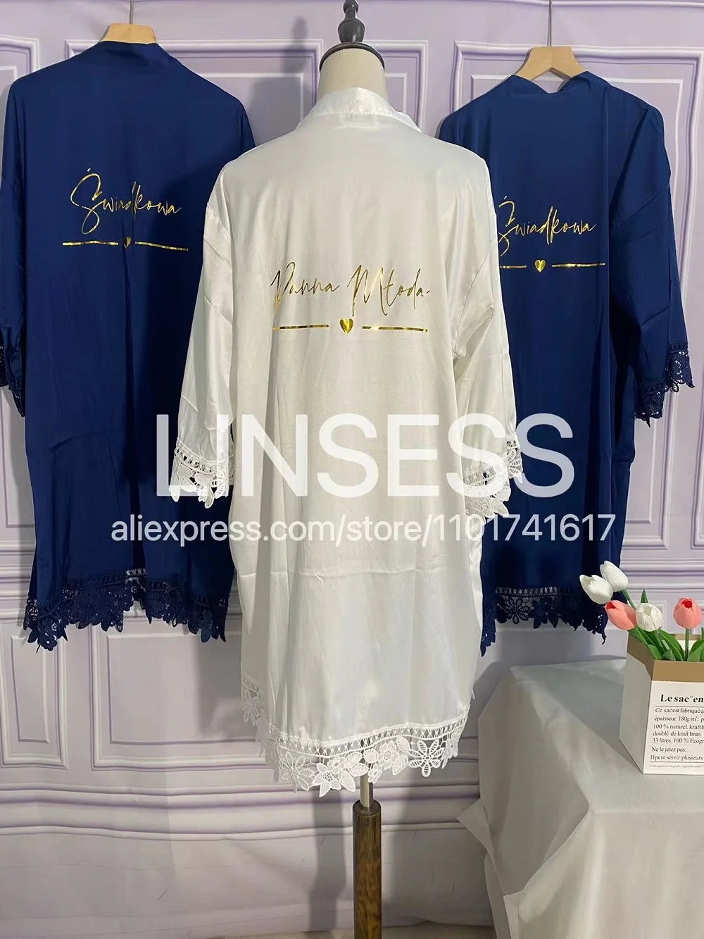 Bridesmaid Lace Robes Bridal Party Wedding Dressing Gown Kimono For Women Peignoirs Peignoir Champagne Bathrobes Novia Gown 2022 - Matrix-studios.com