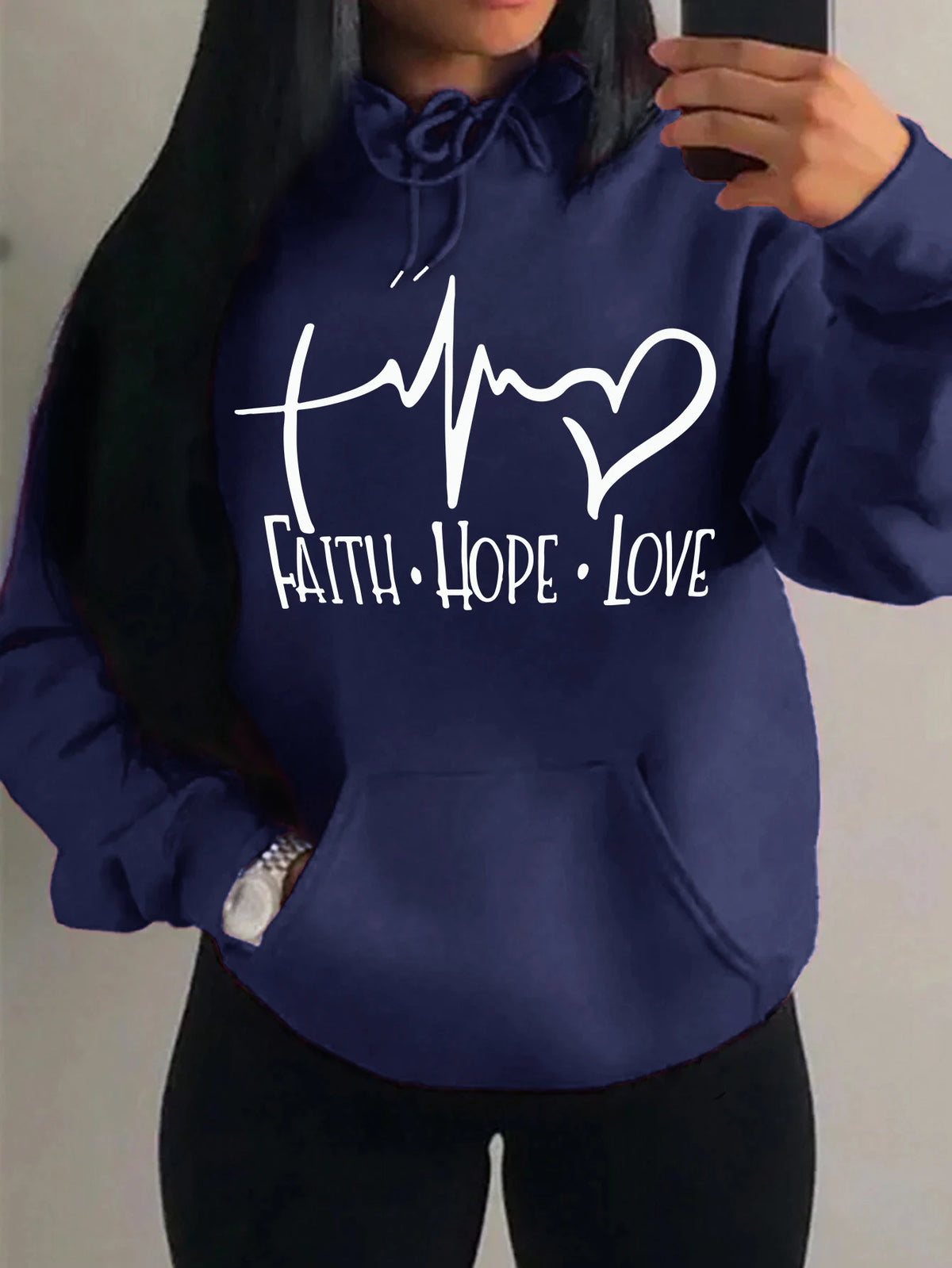 Faith Hope Love Letter Graphic Women Hoody Street Casual Loose Hoodies Autumn Fleece Pullover Hip Hop O-Neck Clothing Female - Matrix Studios