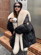 2024 Luxury Fox Fur Collar Long Coats 2024 Women Winter Soft Warm Loose Jacket Puffer Parka Female Windproof Snow Outwear Coats - Matrix Studios
