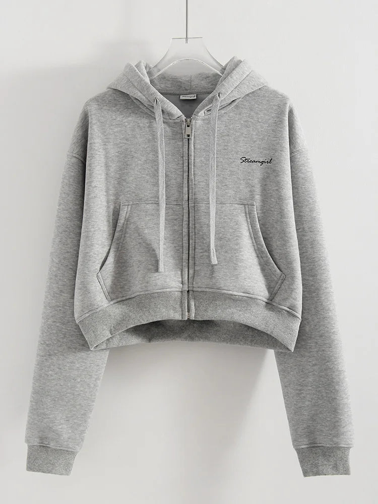 Women Tracksuits Winter Fleece Sweatsuit Brown Warm Crop Zipper Hoodies And Sweatpants Set For Women 2 Piece Velvet Pants Sets - Matrix-studios.com