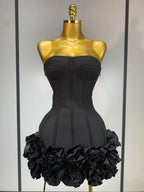 Women Sexy Strapless Backless Flower Embellished Mini Bandage Dress Bodycon Celebrity Party Cocktail Evening Party Club Dresses - Matrix-studios.com