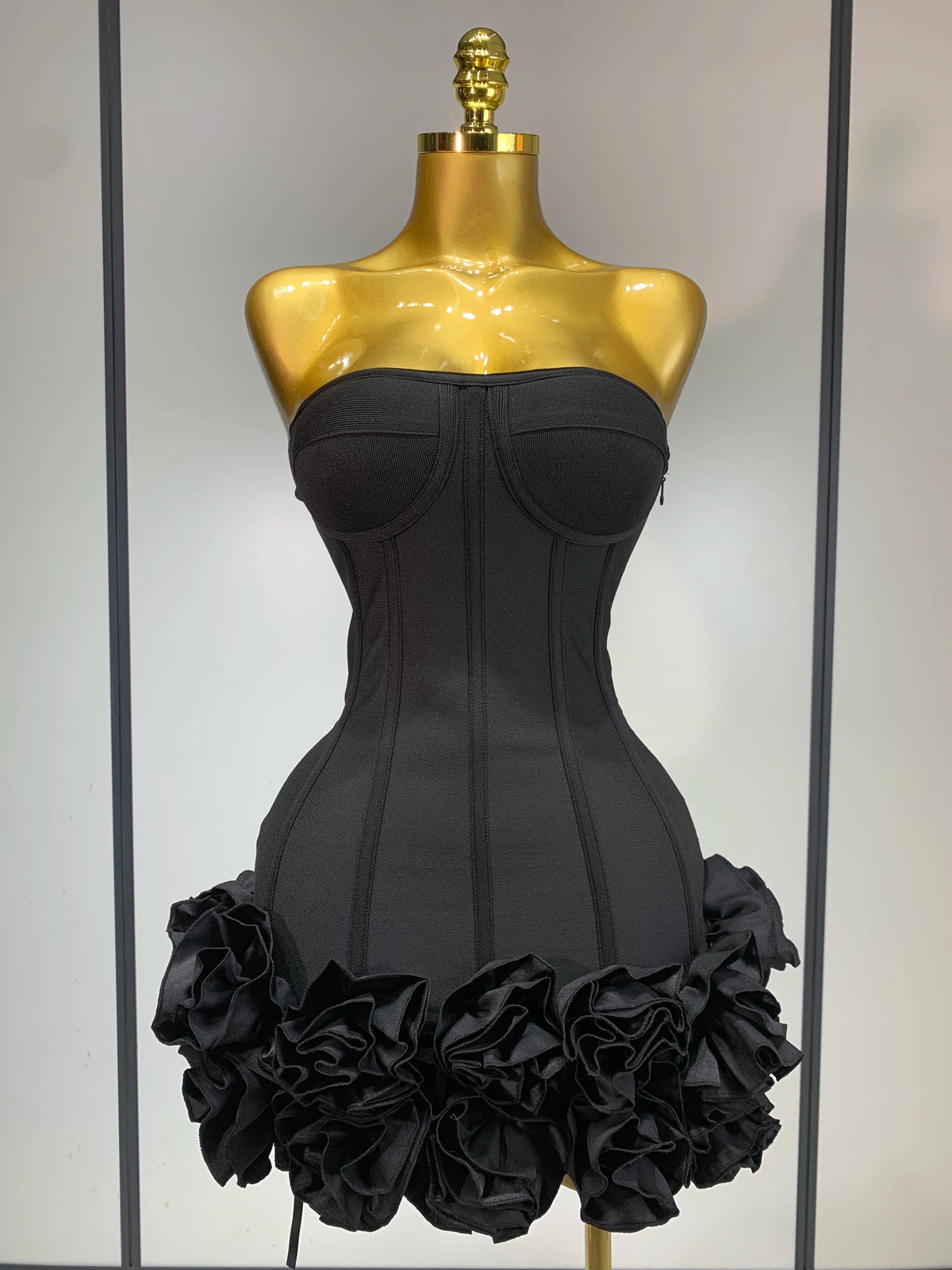 Women Sexy Strapless Backless Flower Embellished Mini Bandage Dress Bodycon Celebrity Party Cocktail Evening Party Club Dresses - Matrix-studios.com