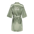 Women's Satin Robe Silk Kimono Bathrobe Pure Short Sexy Sleepwear Bridesmaid Bride Party Robes Grass Green